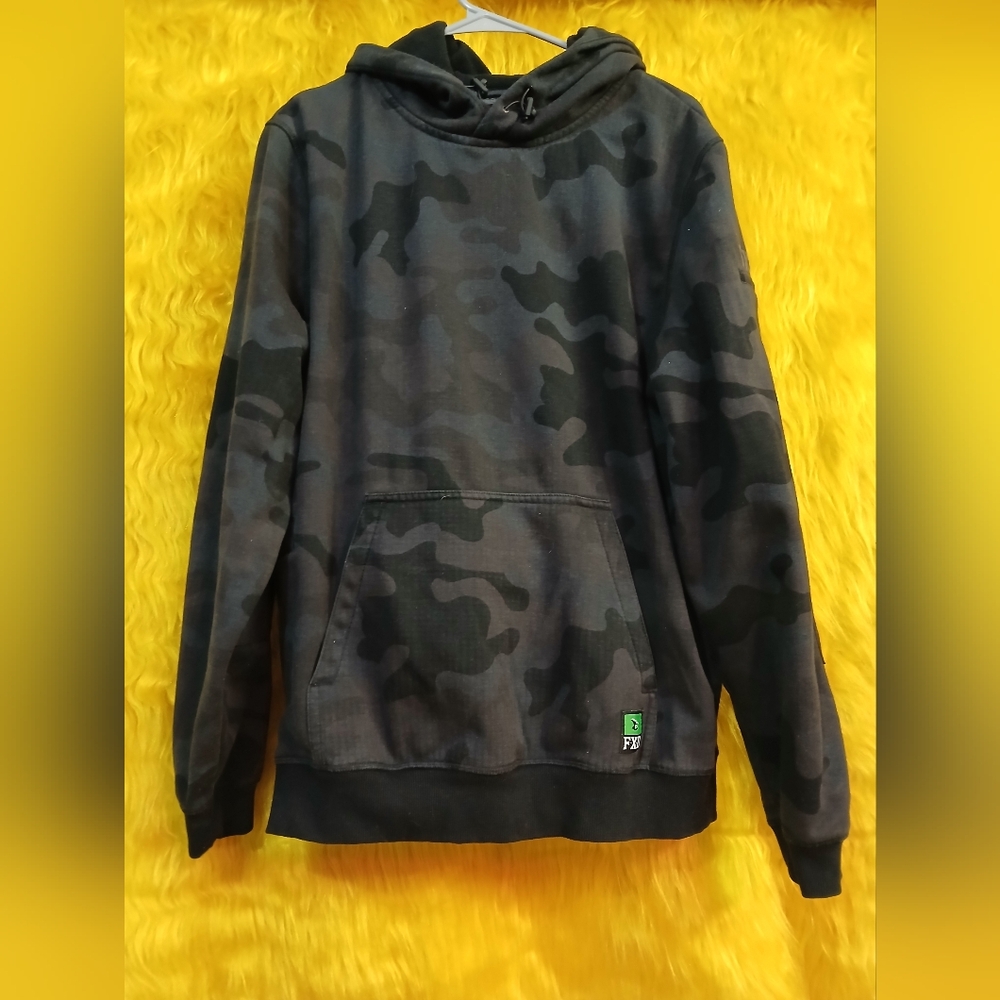 FXD Camo Hoodie Size Medium – Black Camouflage Pullover – Heavyweight Workwear